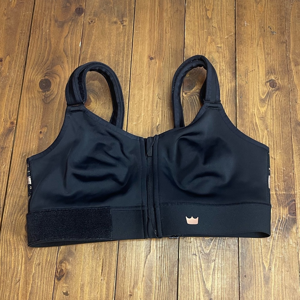 SHEFIT Black Sports Bra with Pink Logo
